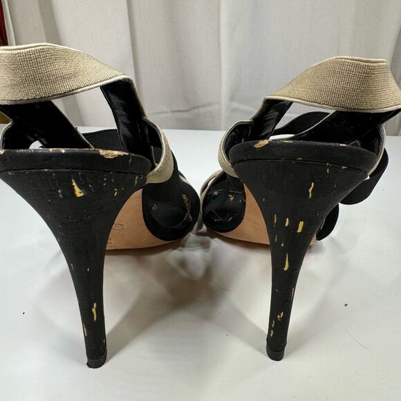 Ivanka Trump Acadia Elastic Strap Sandals 4" Heels Light Natural Womens Size 10M - Picture 4 of 9